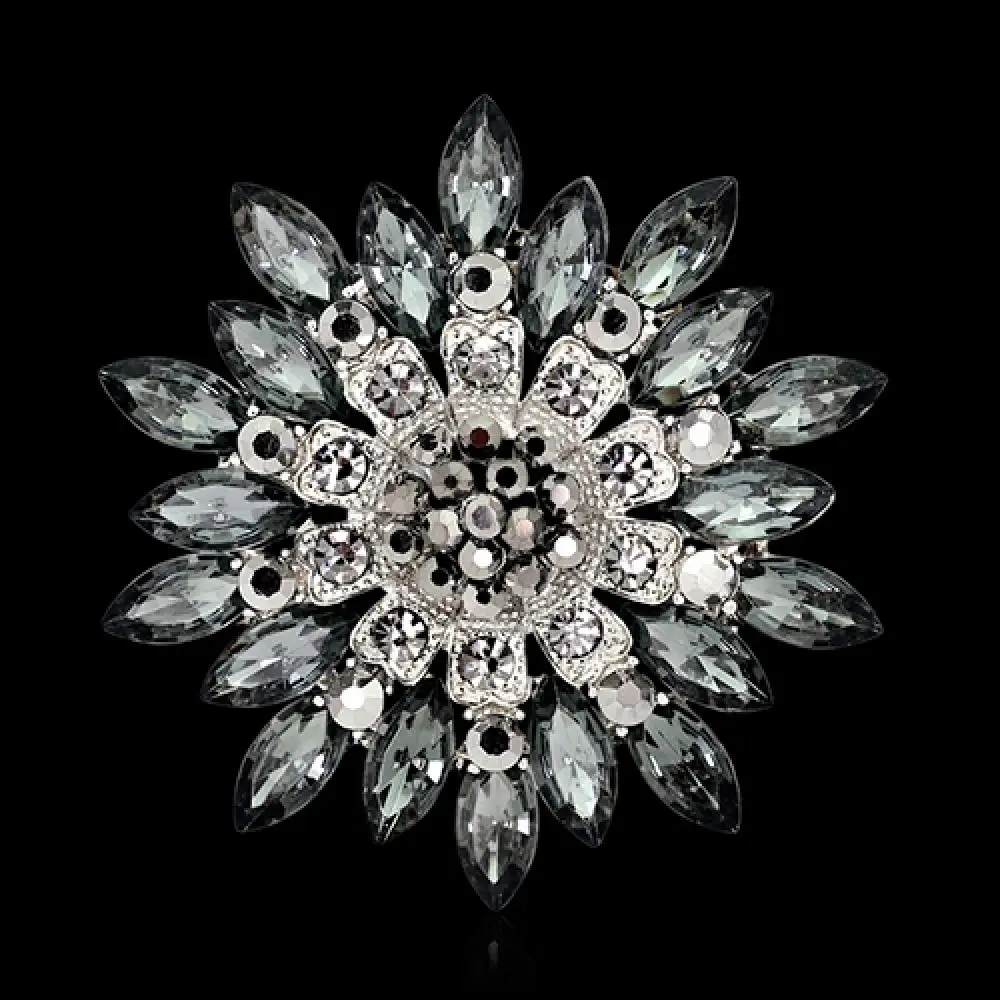 Luxury Women Fashion Flower Brooch Crystal Rhinestone Jewelry for Wedding Brooch Party Gift