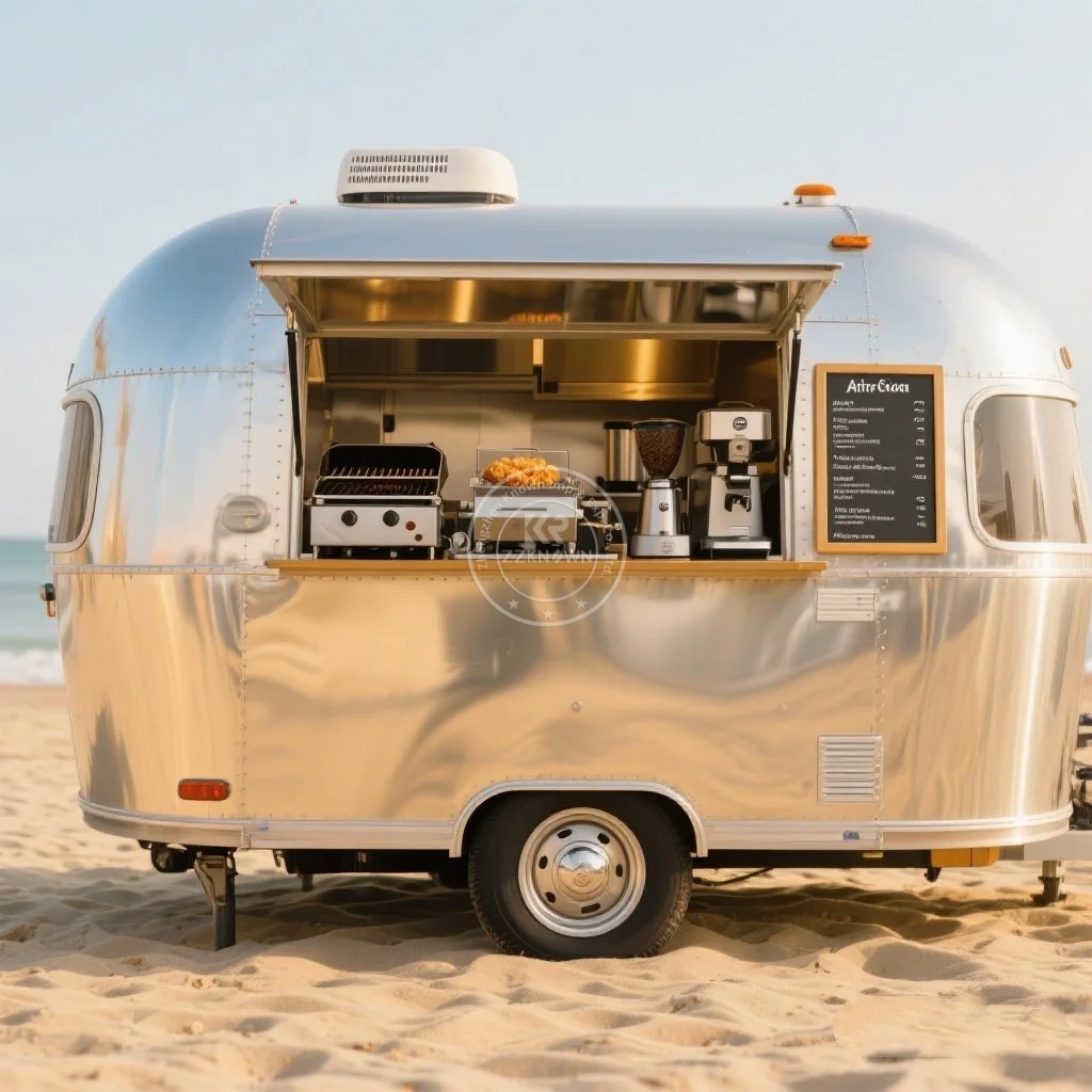 

Stainless steel customization Modern Mobile Food Trailer with Burger , Coffee Vending, and Pizza Oven for Sale