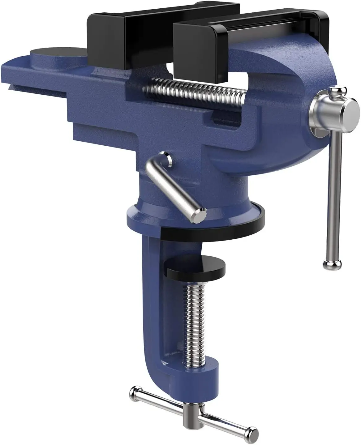 

3-Inch Portable Bench Clamp with 360° Swivel Base for Woodworking, Metalworking, and Drilling