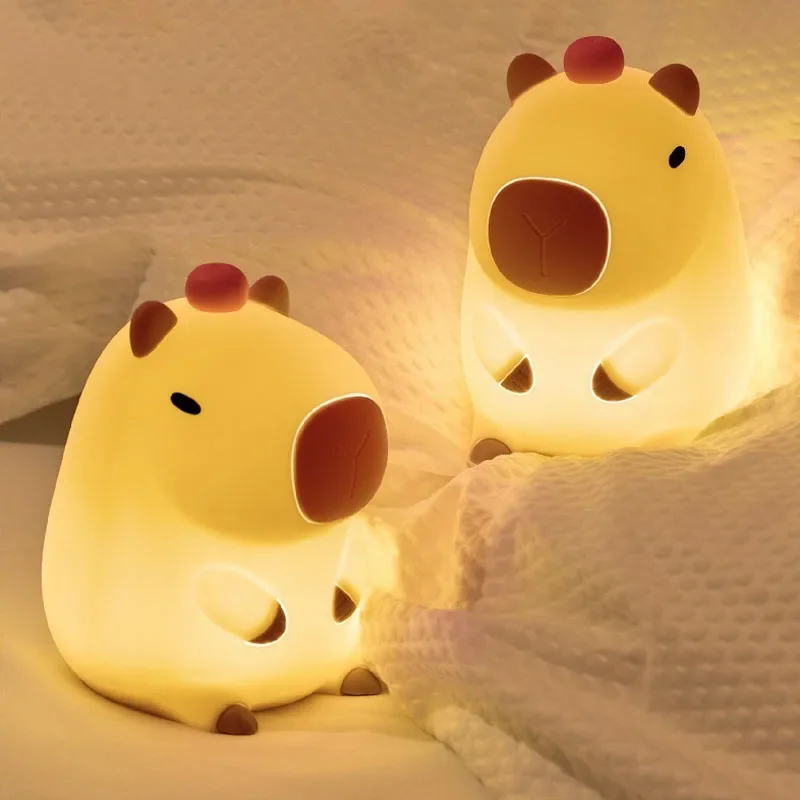 Cute New Capybara Silicone Night Light Rechargeable Dimmable Lovely Guinea Pig Lamp Gift Desktop Ornaments Stationery Gifts