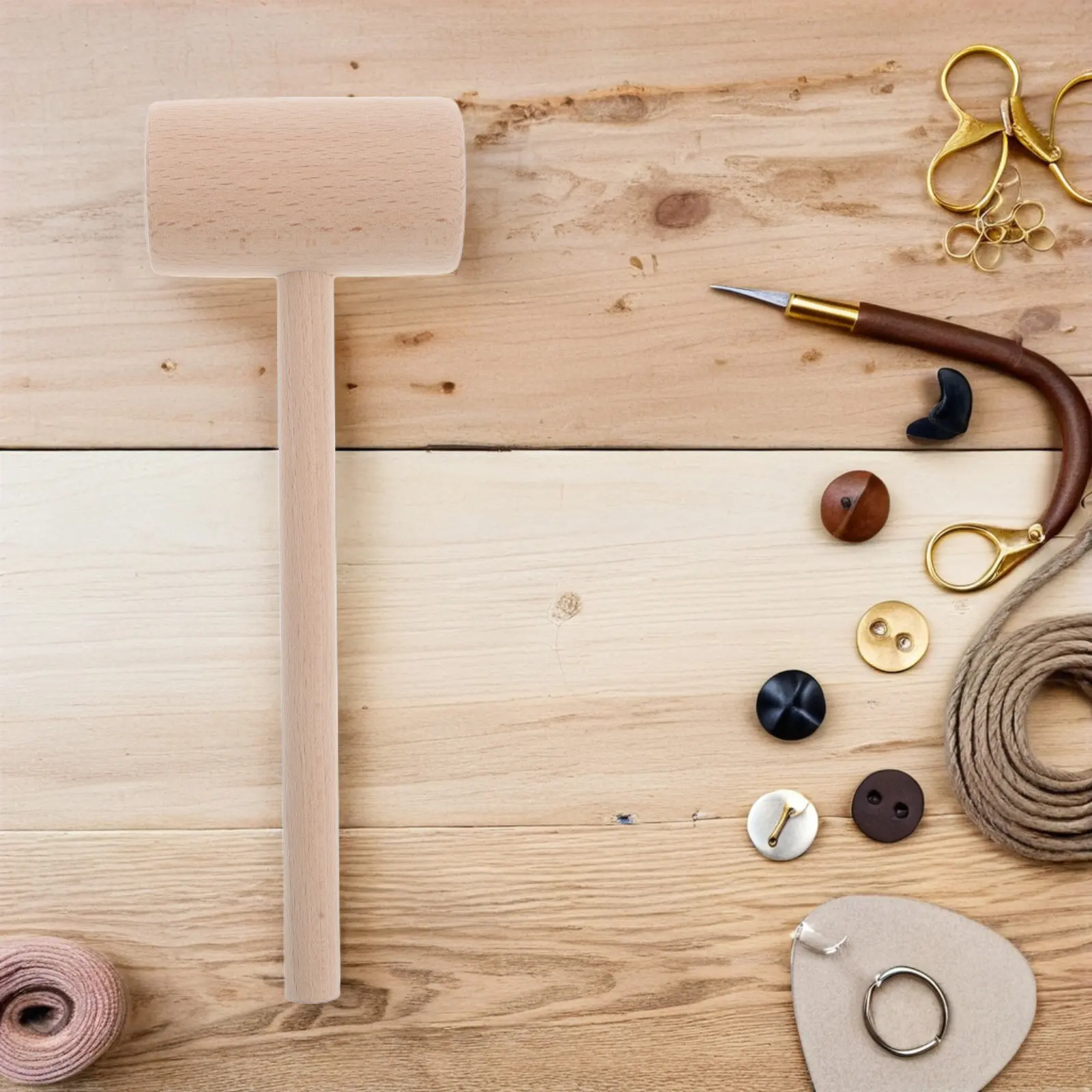 Wooden Hammer DIY Crafts Hammer Natural Wood Mallet for Woodworking Carving Crafting Supplies Home Projects Woodworker