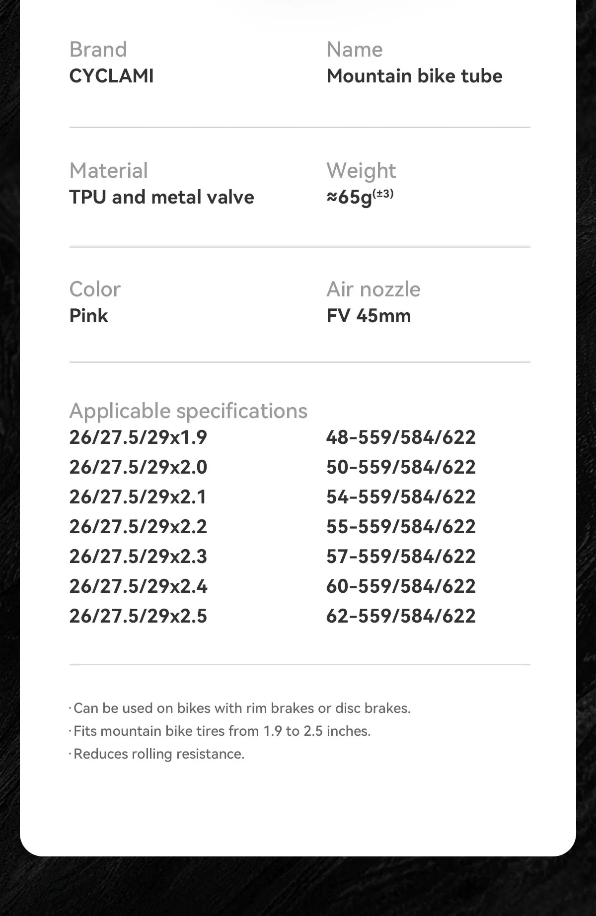 CYCLAMI Ultraleichter Fahrradschlauch MTB 26 27,5 29 Zoll Fahrrad TPU-Reifen 45mm Metall Französisches Presta-Ventil Superleicht für 1,9~2,5 – Detail 29