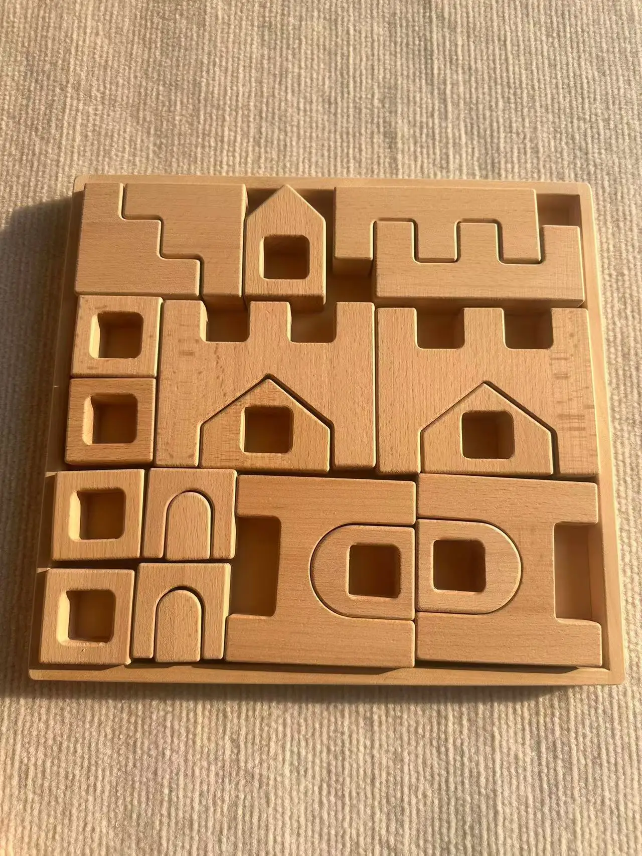 Houten bouwstenen set stapelen kasteelspeelgoed met transparante blokjes regenbooghout bomen dieren giraffe voor kinderen