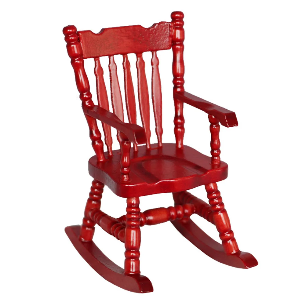 

House Rocking Chair DIY Mini Modeling Toy Accessories Adornment Simulation Accessory Red Home Micro Scene