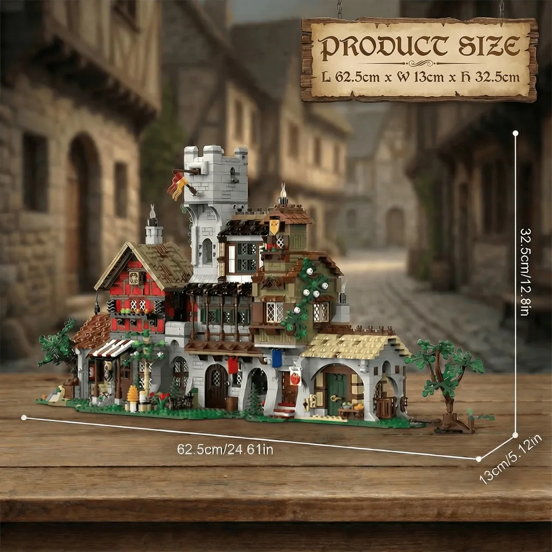 3021PCS Medieval Market Street Building Blocks Set Retro View Architecture Modular Assembly Model Collect Home Ornament Creative Toys Adult Gifts