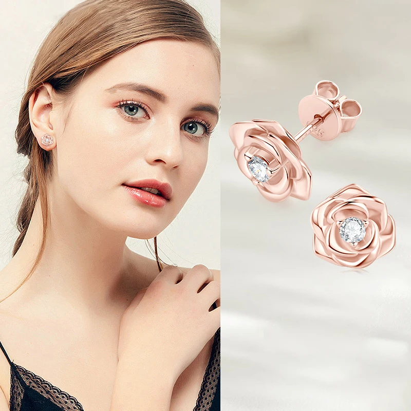 

Trendy fresh D-color Moissanite stud earrings, 925 silver jewelry wholesale, high-end design