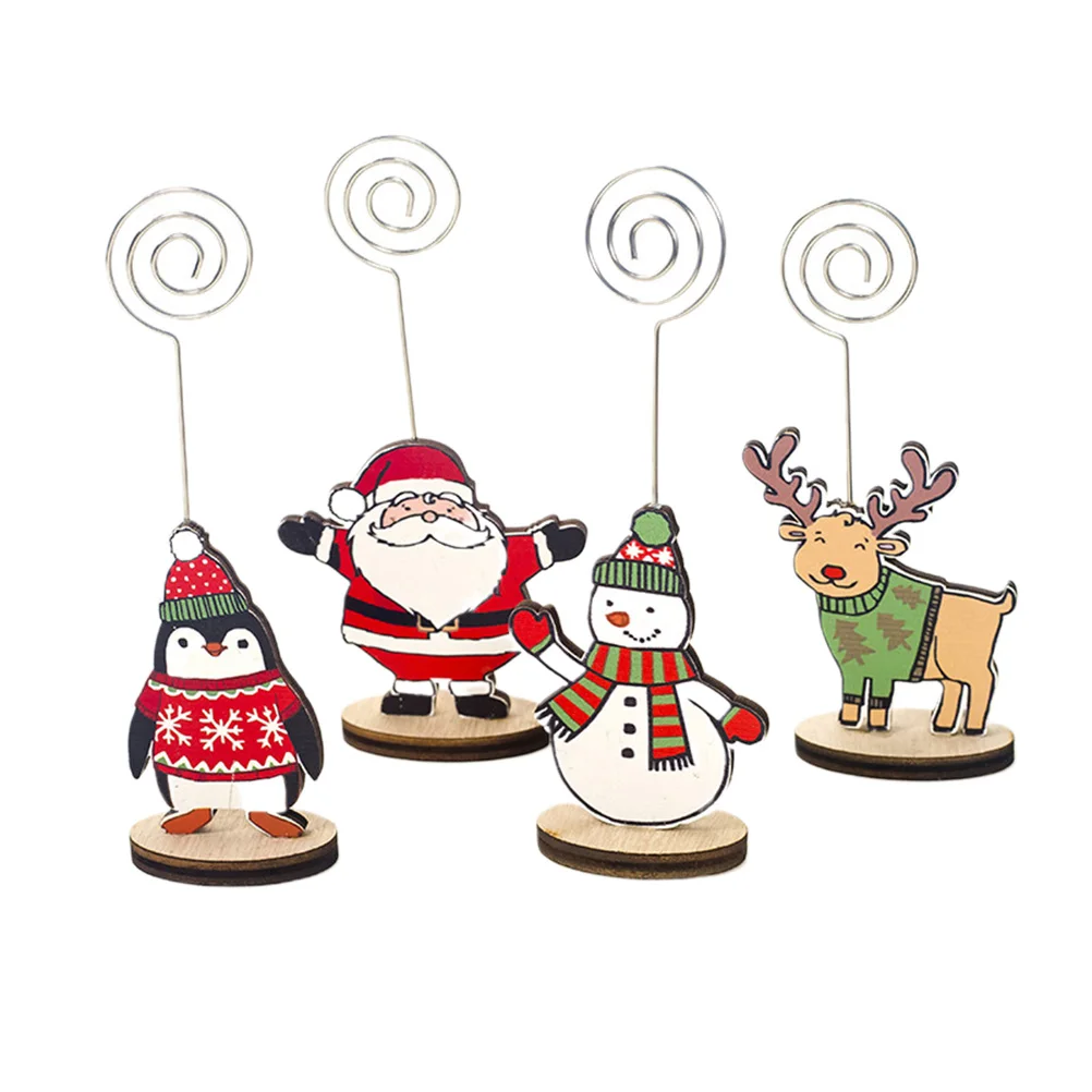 

Christmas Paper Clips Memo Holder Table Number Wire Holders Desktop Supplies Cartoon naments Sturdy Spiral Top Reusable Party