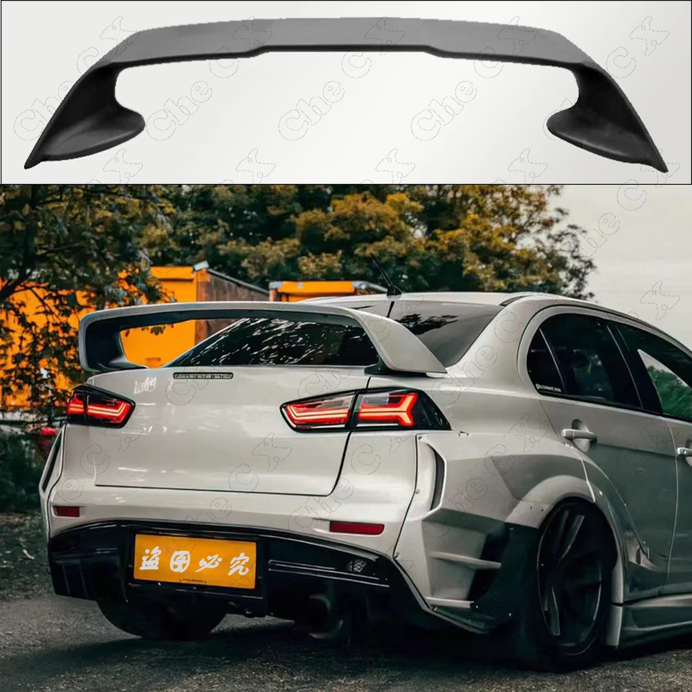 

For Mitsubishi LANCER EVO Black Spoiler 2008 to 2015 ABS Material Primer Color Car Tail Wing Decoration Rear Trunk Spoilers Wing