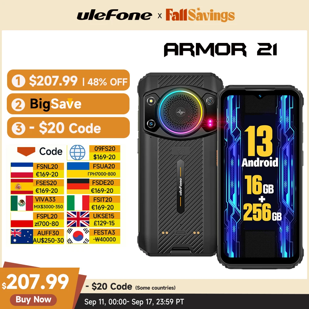 Ulefone Armor 21 Telefono robusto 16 GB di RAM 256 GB di ROM Smartphone Android 13 G99 telefono moblie 64 MP 9600 mAh 4G Cellulare Versione globale