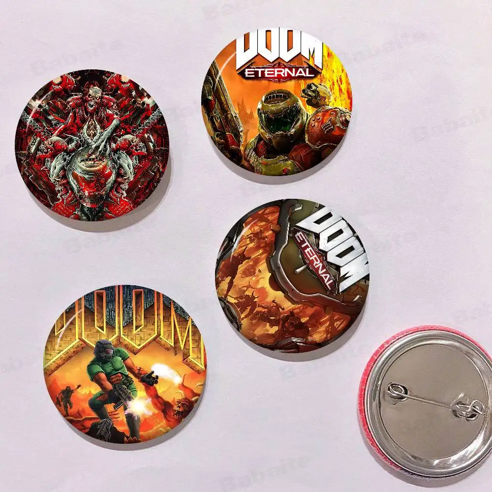 Shooting game D-Doom E-Eternal popular Soft Button Pin Round Metal Badge Lapel Pin Parts Gift Friends Kid Jewelry