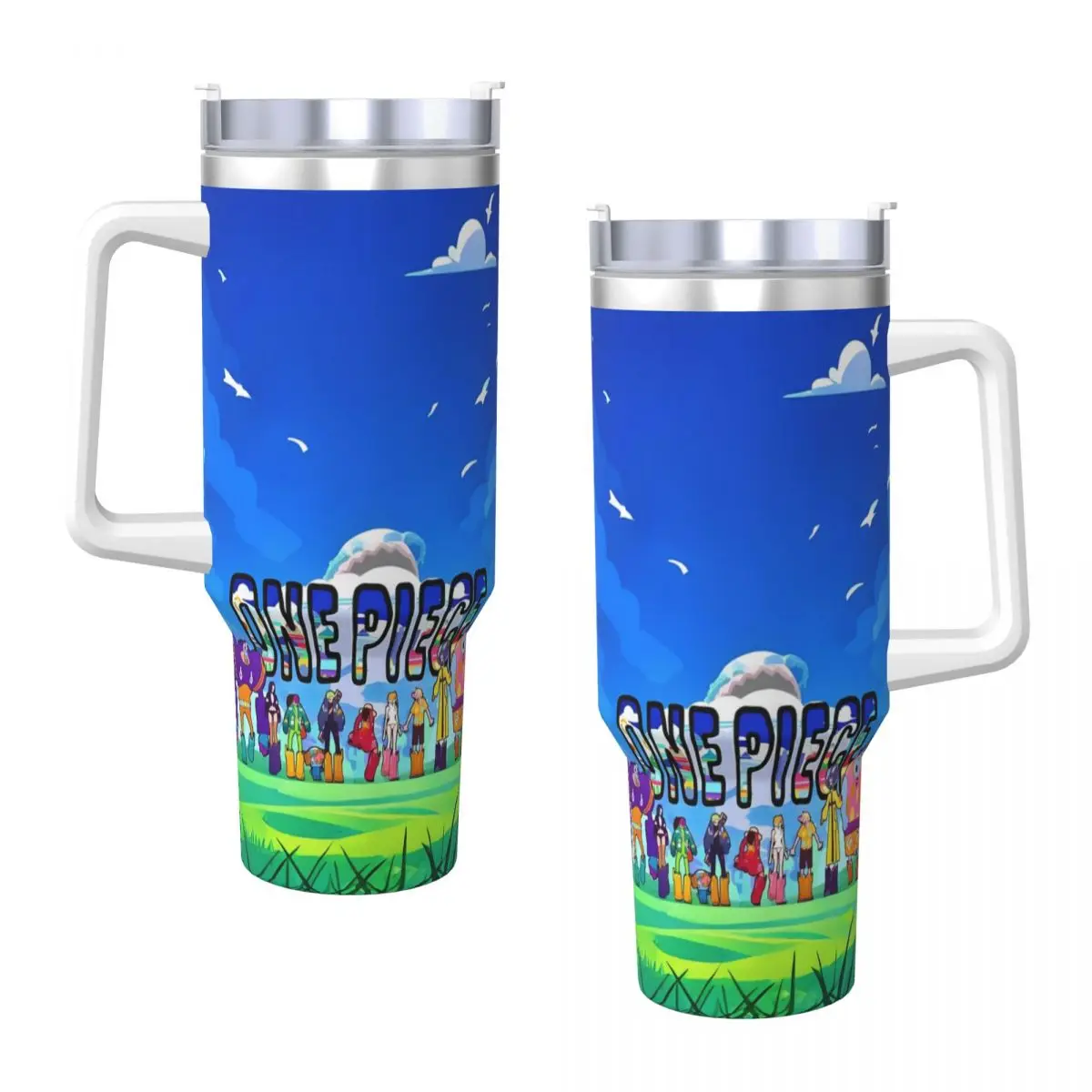 O-One Anime P-Piece Tumbler Hot Drinks Water Bottle Portable Stainless Steel Coffee Mug Printed Travelist Mugs Cup