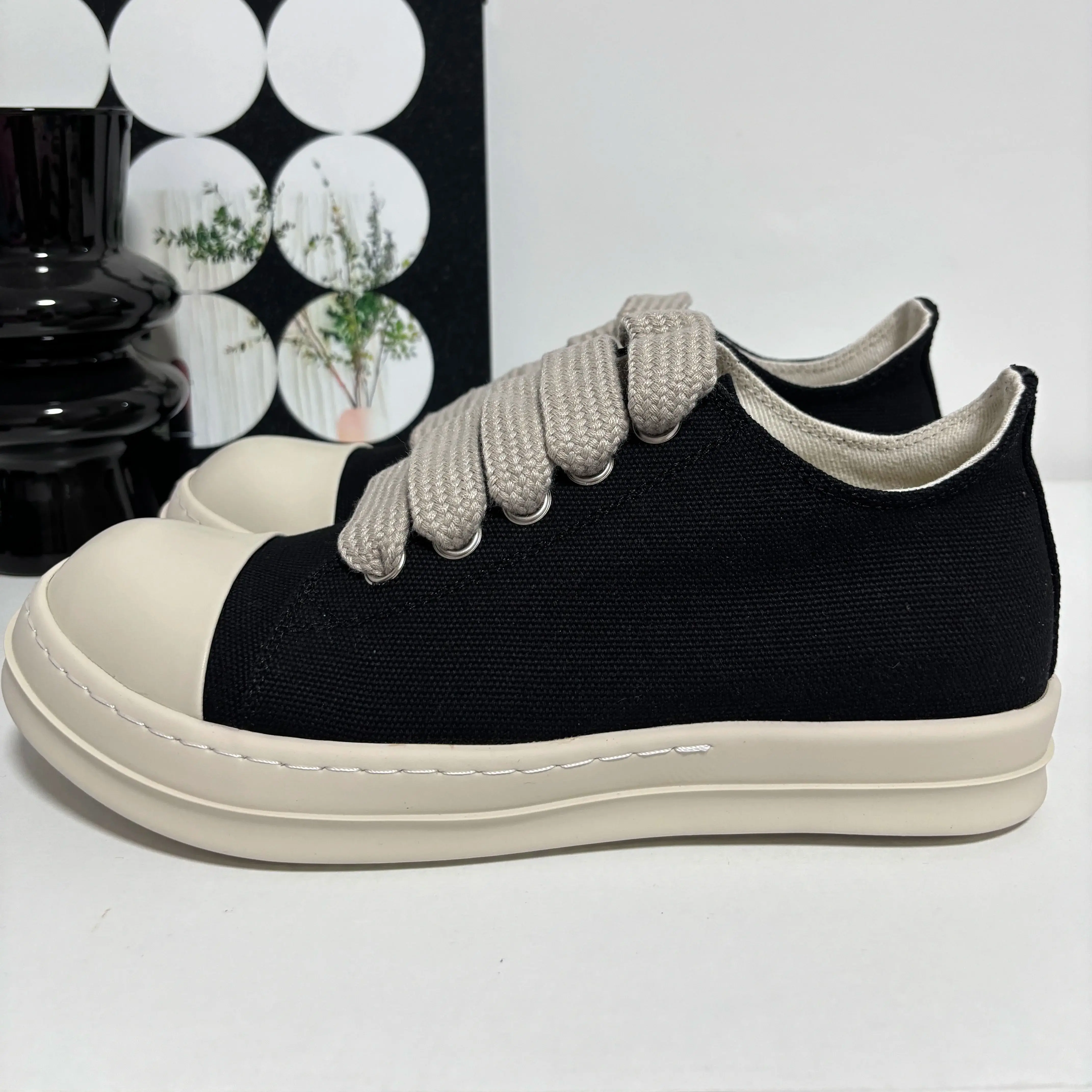 Men Casual Shoes For Women Canvas Thick Shoelaces Slip On Low Sneakers Black High Street Vintage Luxury Own Designers Boots