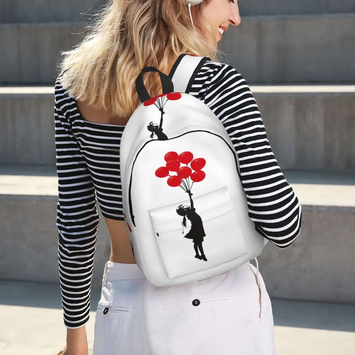 

Banksy Girl Balloon Red Backpack Hot Sale Daypack Large Capacity Children BookBag School Bag Shoulder Bags for Men Women