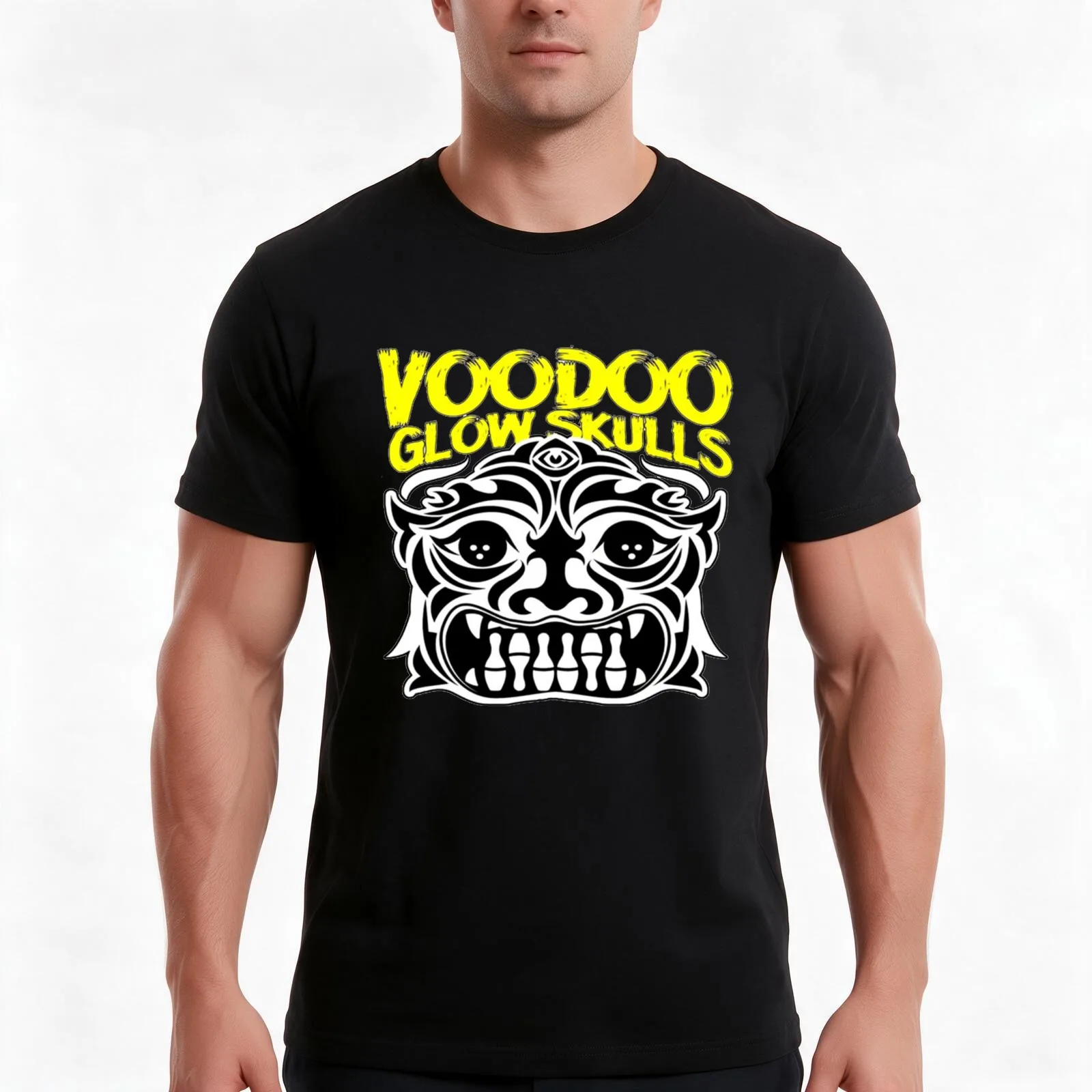 Voodoo T-Shirt, Summer Casual Cotton Tee, Oversized Streetwear Tops, Vintage Graphic Print, Loose Fit Short Sleeve, 100% Cotton