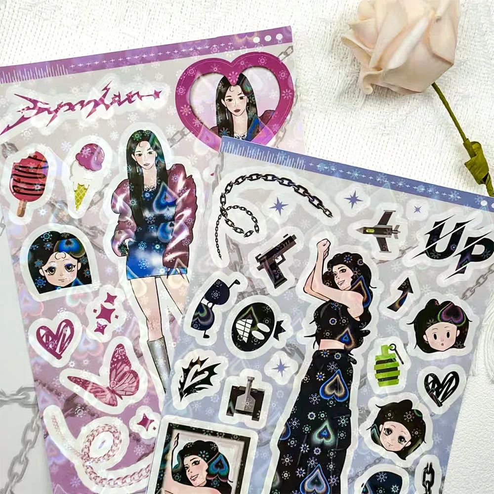 

2Sheets KARINA Stickers Cartoon Character Image Decals For Laptop Luggage Scrapbook Refrigerator Phone Case DIY Graffiti Sticker