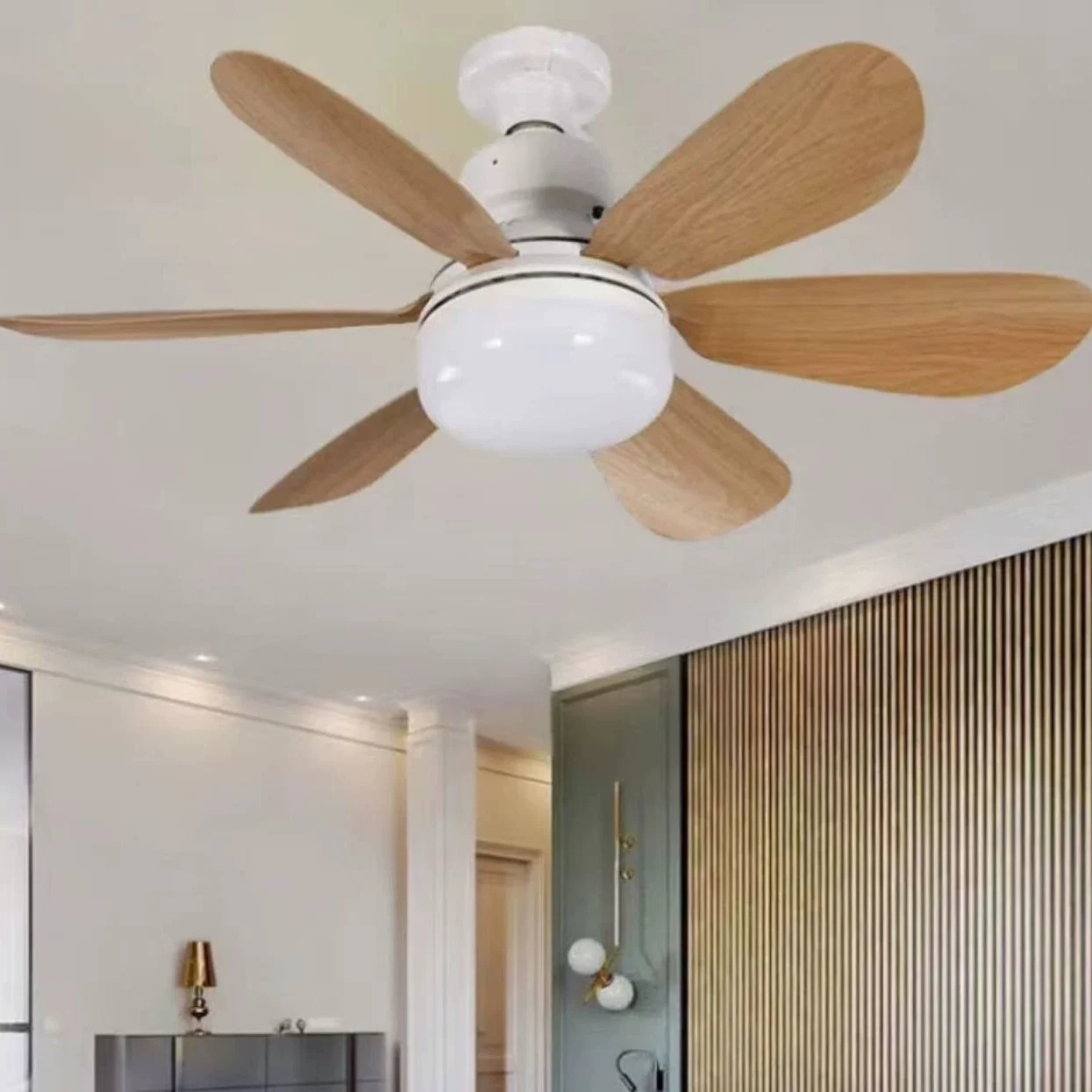 

Потолочный вентилятор E27 с LED-подсветкой для дома, бесшумный, с беспроводным пультом ДУ, плавной регулировкой яркости, умные потолочные светильники