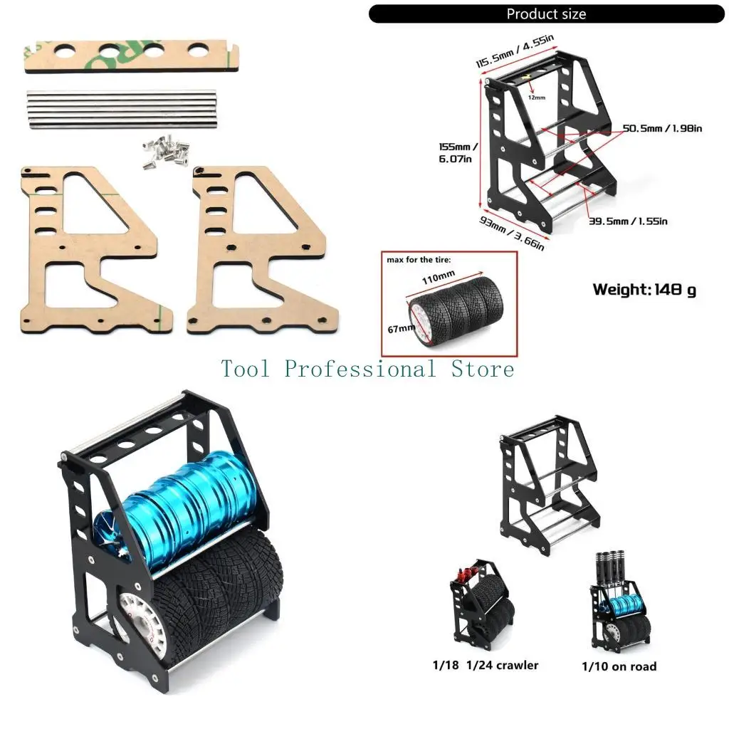 57QF Space Saving Vertical Remote Control Car Tire Organizer For Road Racing Crawler Models Metal Construction Quick Assembly