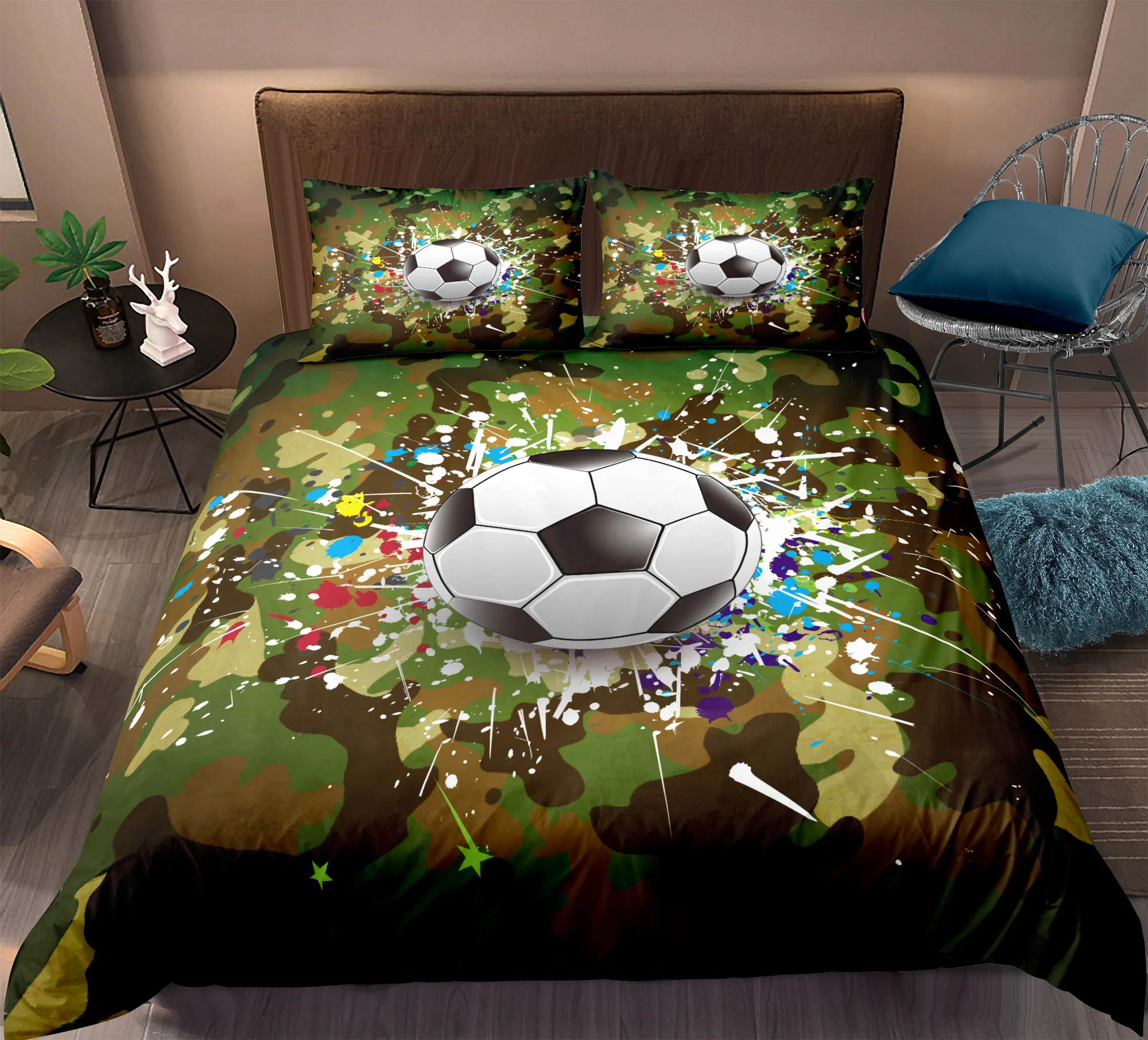 Bedding Set Football Pattern Duvet Cover Kids Adult Bed Set Room Decor Four Season 1 Duvet Cover,1-2 Pillowcases Or Set