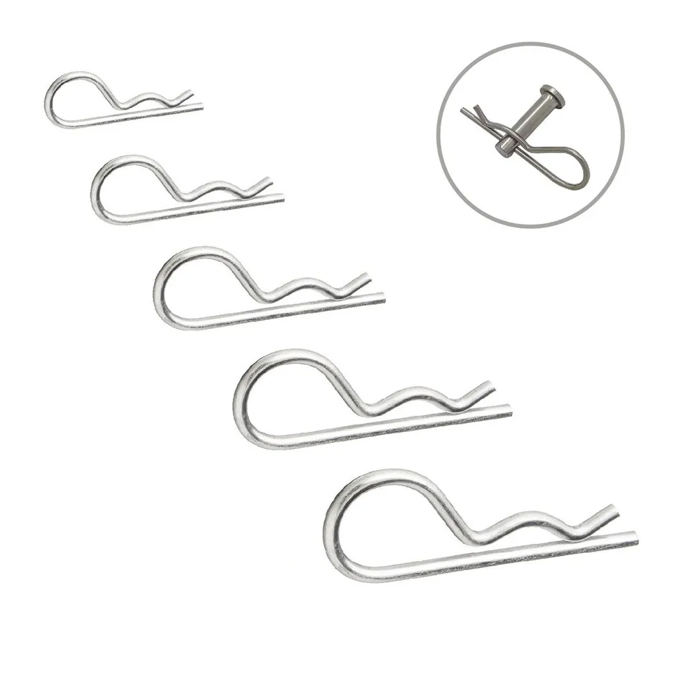 100pcs Carbon Steel Galvanized Steel R PIN MECHANICAL HITCH HAIR PIN TRACTOR CLIP ASSORTMENT