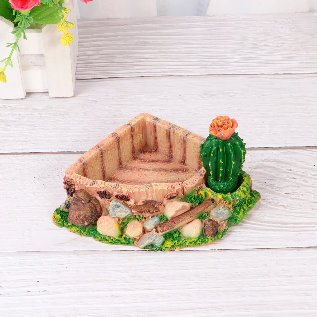 

Cactus Design Pet Food Bowl Durable Reptile Dish for Dry Snacks Fresh Green Food Gnaw Proof Odorless Easy Clean Home Pet
