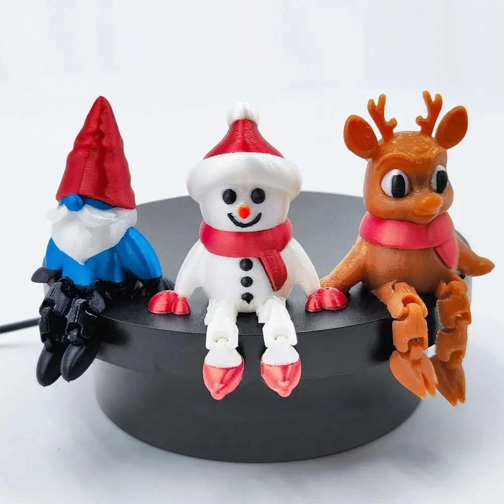

Creative 3D Printing Christmas Decoration Snowman Elk Santa Claus Desktop Ornaments Figurines Ornaments Festive Collection