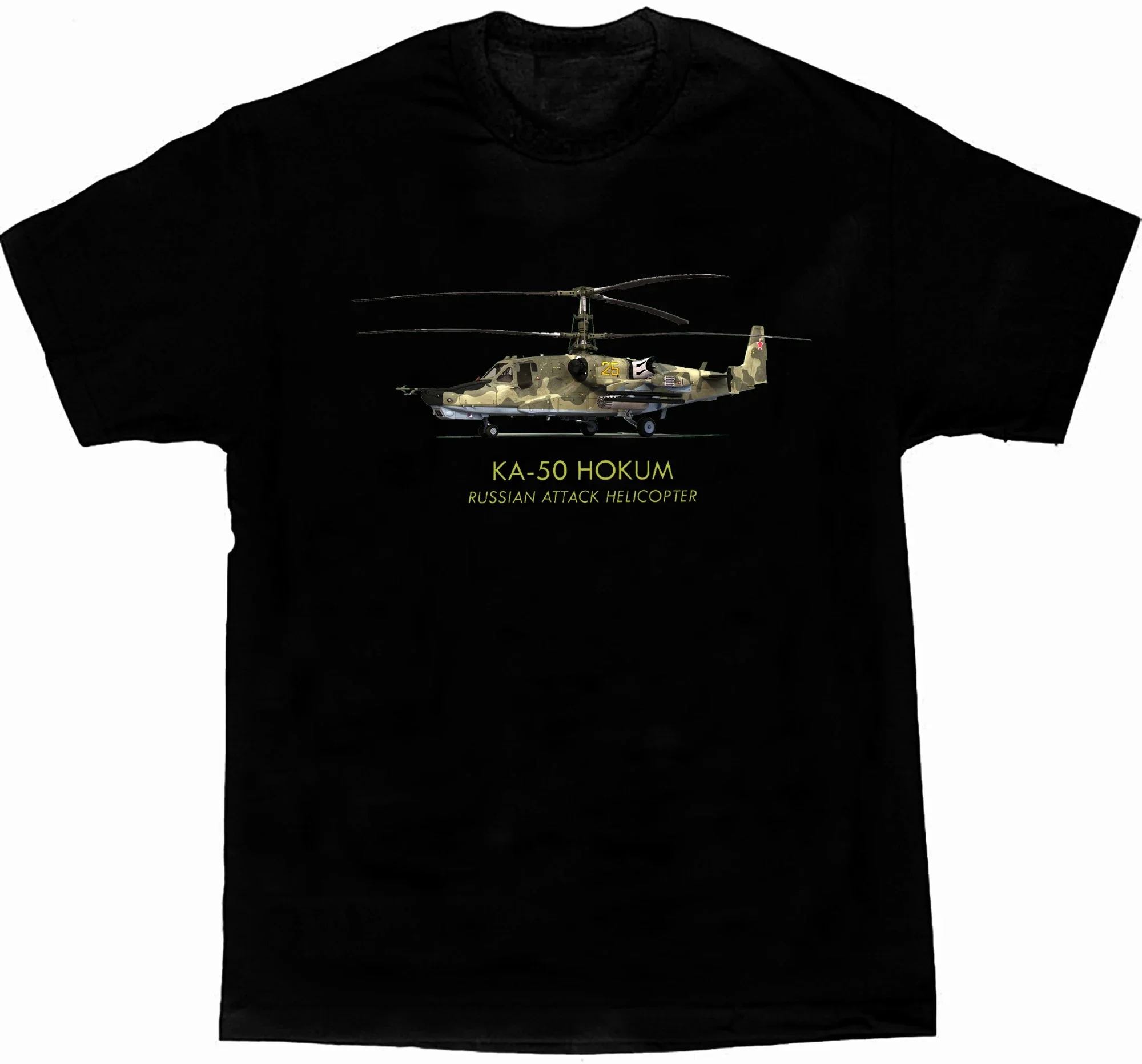 

Russian Air Force Gunship Ka 50 Black Shark Attack Helicopter T-Shirt 100% Cotton O-Neck Summer Short Sleeve Casual Mens T-shirt