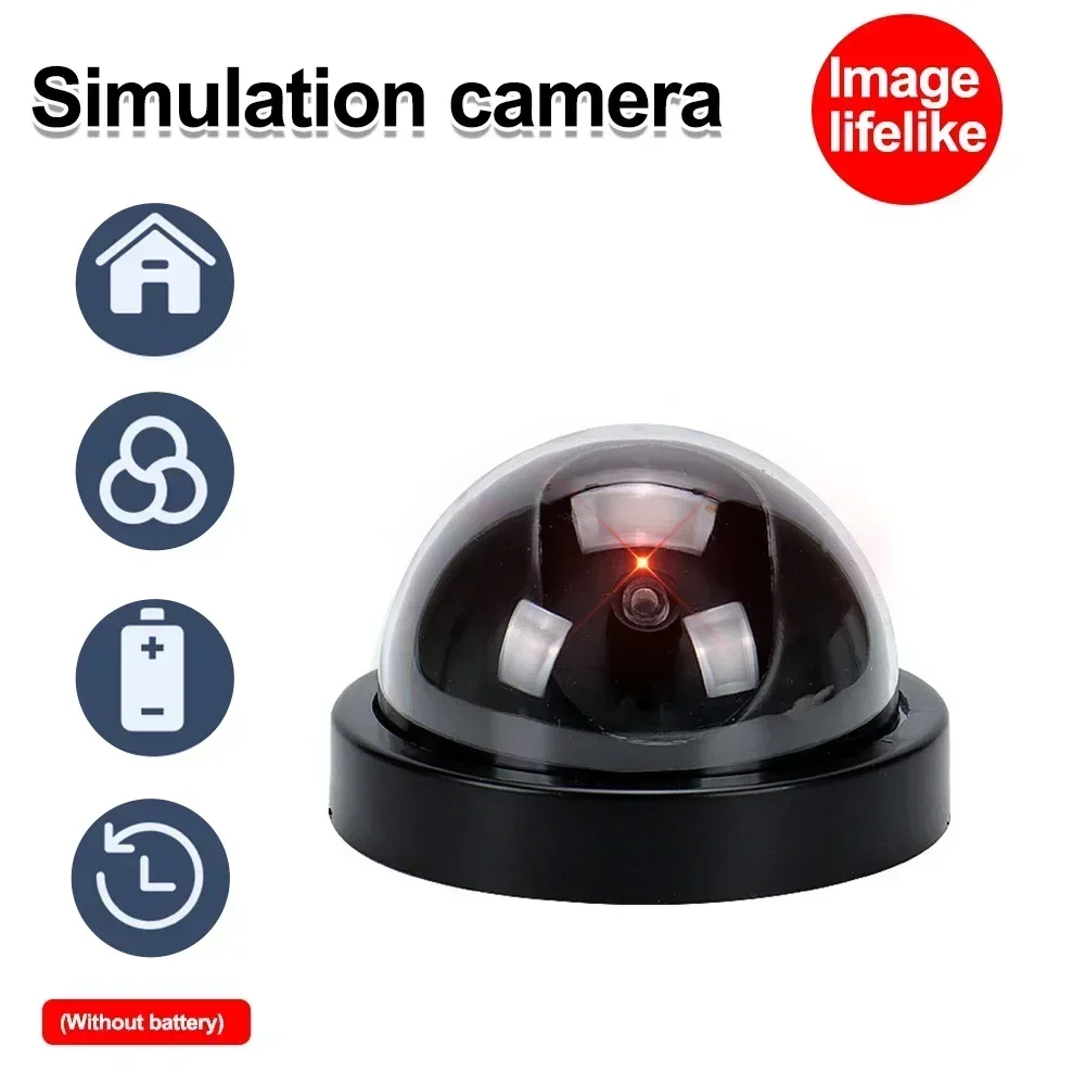 Creative Black Plastic Dome CCTV Dummy Camera Flashing Led Fake Camera Power Via AA Battery Surveillance Security System