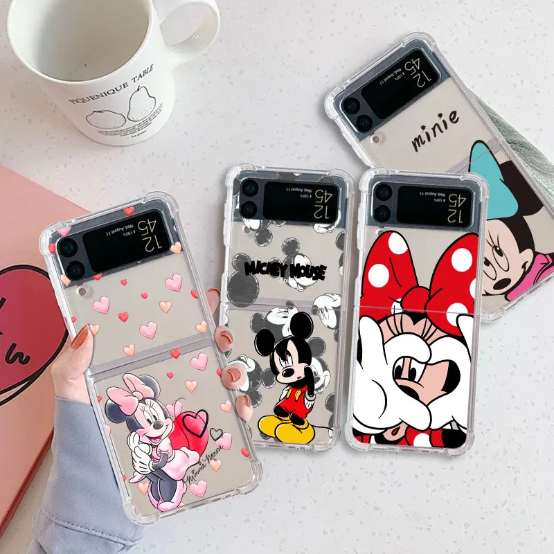 Mickey Mouse Cute Minnie etui na telefon Samsung Galaxy Z klapką 4 zflip ZFlip3 5G Z klapką 5 ZFlip4 Flip4 miękka zbroja przezroczysta