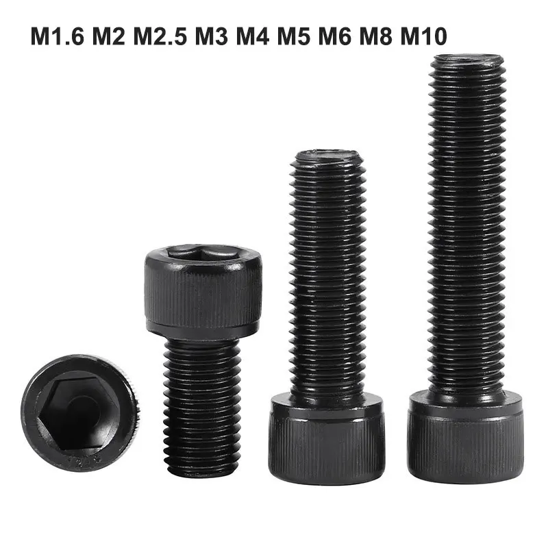 5-50pcs DIN914 M1.6 M2 M2.5 M3 M4 M5 M6 M8 M10 Alloy Steel grade 12.9 Black Hexagon Hex Socket Head Cap Allen Bolt Screw