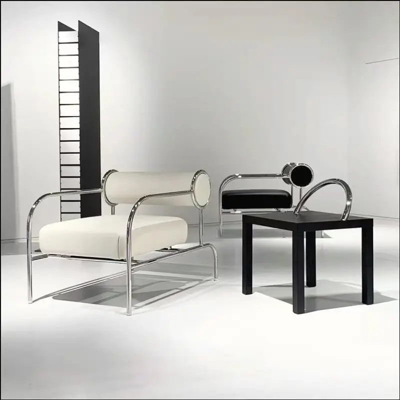 Factory Direct 2026 Minimalist Single Sofa Homestay Shopping Mall Chair Light Luxury Stainless Steel Leisure Chair Internet