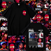 2025 Summer French Rap Band PNL Album Le Monde Chico Graphic T-shirt Men's Hip-hop Fashion Cotton Short-sleeved Casual Loose Top