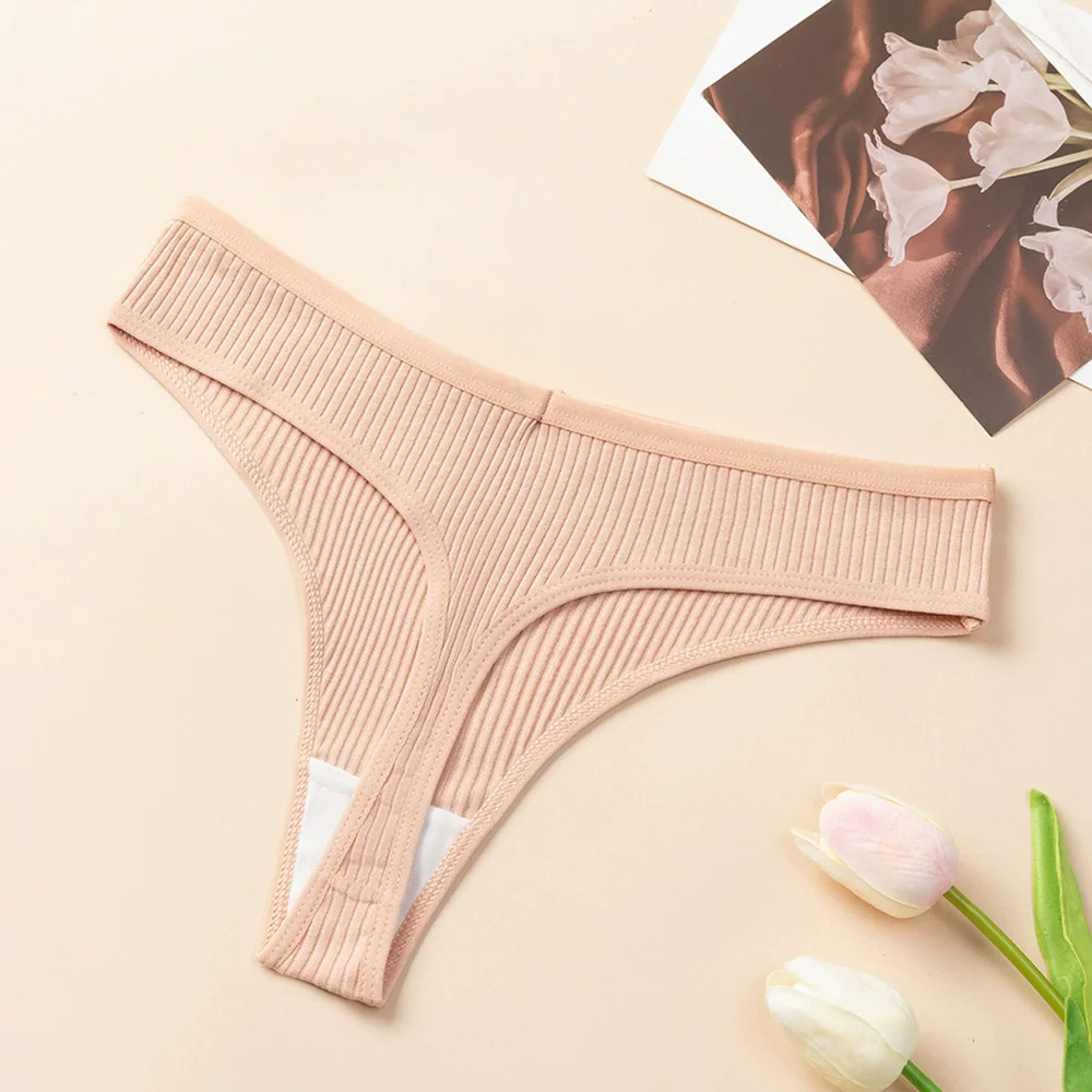 4 unids/set de bragas de algodón para mujer, ropa interior a rayas, tangas deportivas sexis, lencería suave y cómoda, Tanga con espalda en T para mujer