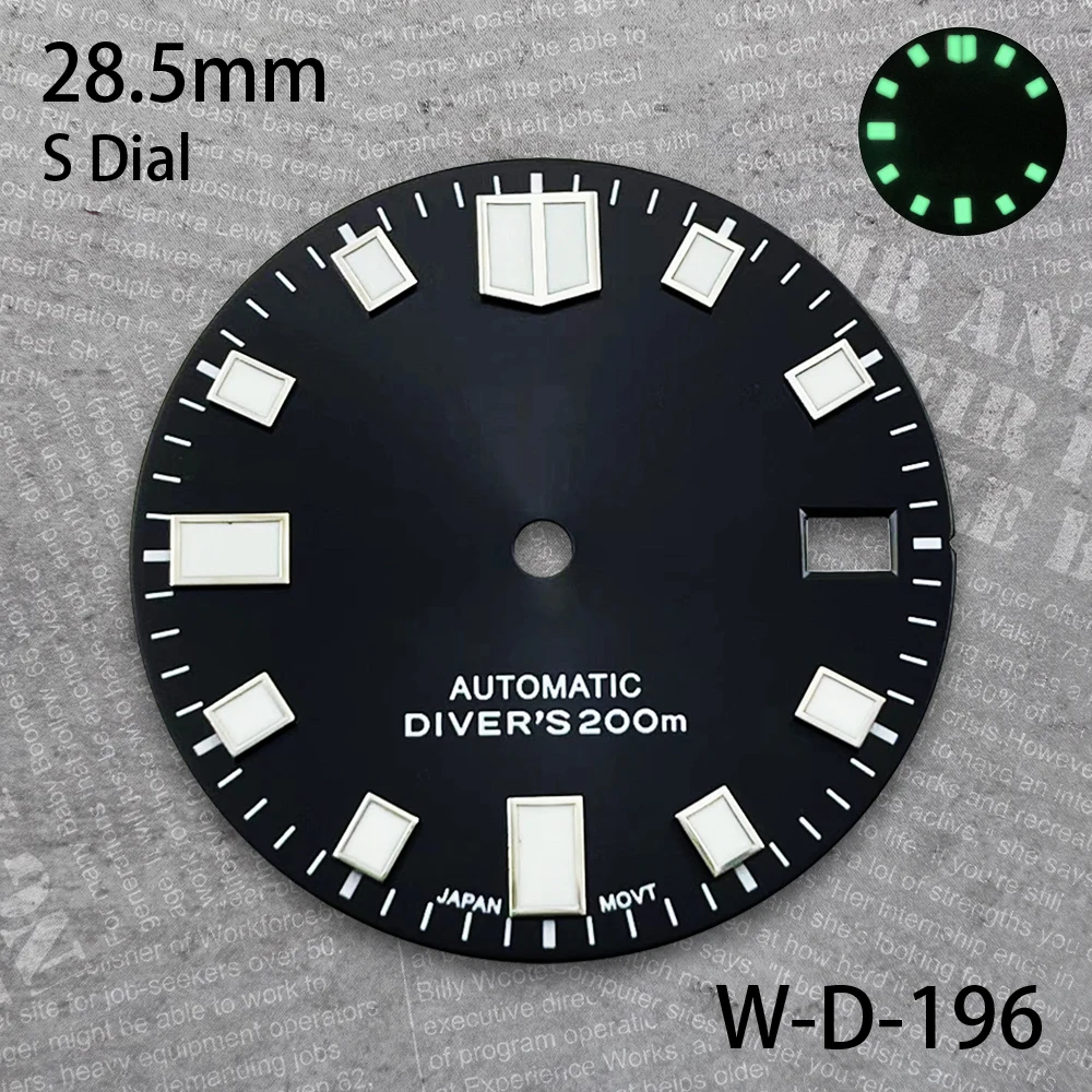 Циферблат для дайвинга с логотипом S, 28,5 мм, подходит для NH35, японский механизм, зеленый светящийся Sunburst, высококачественные аксессуары для модификации часов