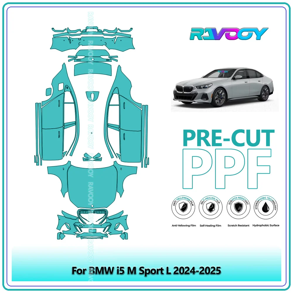 For BMW i5 M Sport L 2024-2026 8.5Mil Precut TPU Paint Protection Film PPF Full Body Kit Clear Bra Stone Guard EU UK