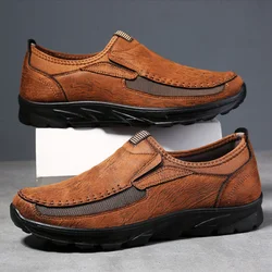 2024 Men's Casual Shoes Men Handmade Retro Breathable Flat Loafers Moccasins Dress Comfortable Slip on Driving Shoes Zapatillas