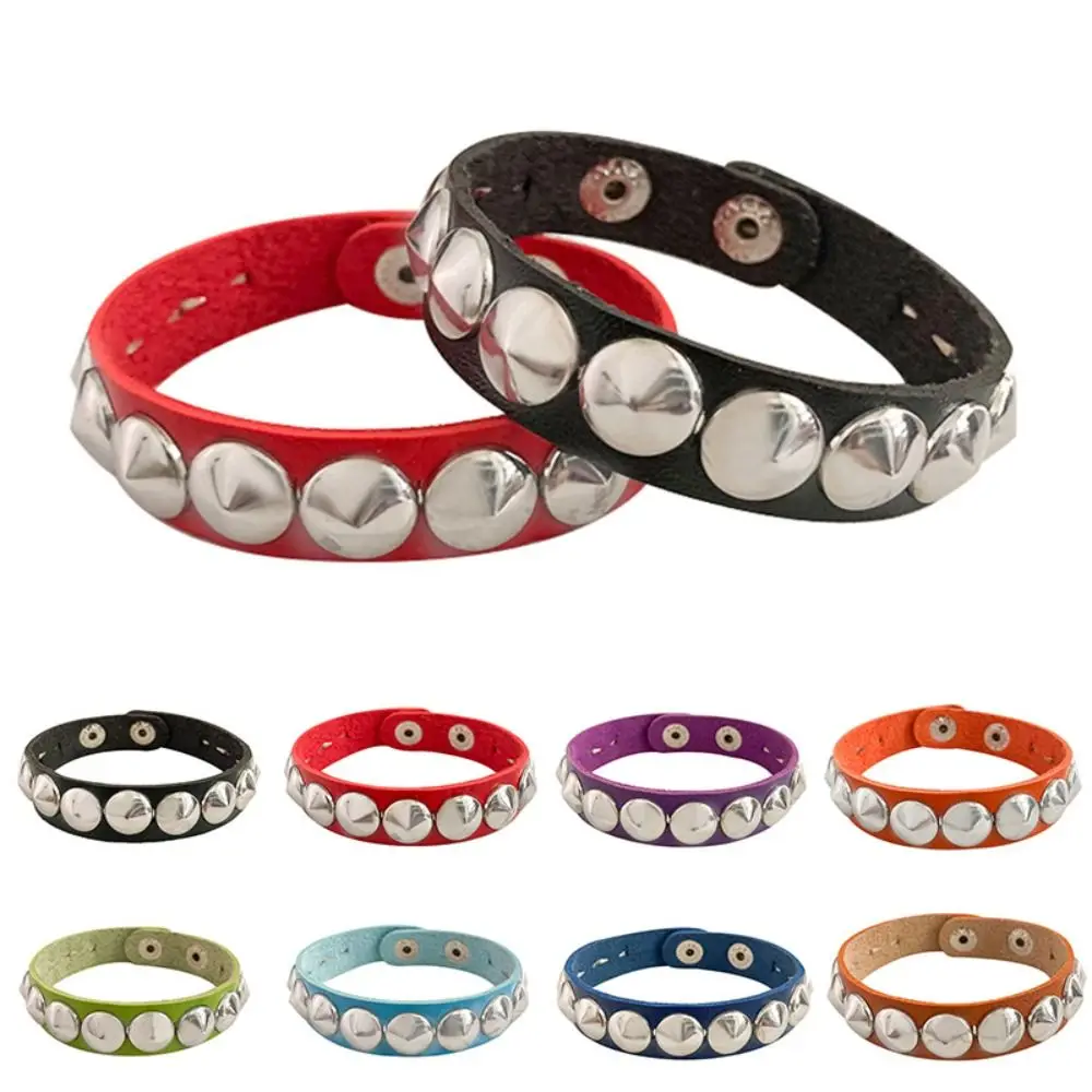 

Hip Hop Round-point rivet Street Punk Leather Bracelets Gothic Adjustable Bangle Bracelet Punk Cuff Bangle Unisex