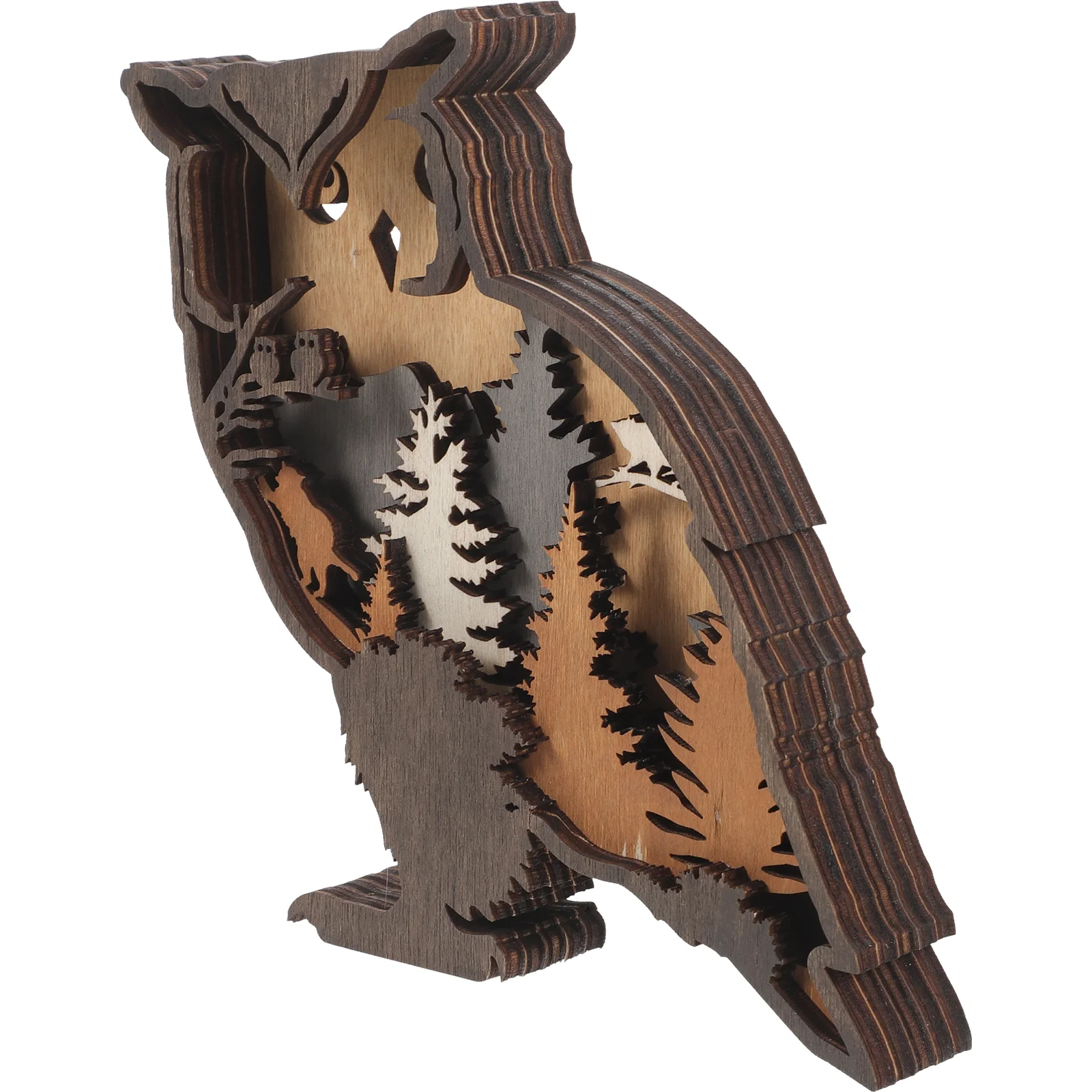 Owl Ornament Country Bedroom Decor Rustic Wood Log Cabin Wall Dining Table Wooden for Living