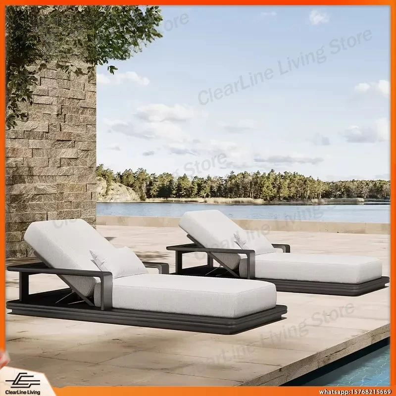 Aluminum Modern Outdoor Lounge Chair Sun Lounger for Garden Patio Courtyard Poolside Villa Resort Backyard Beach Sunbathing