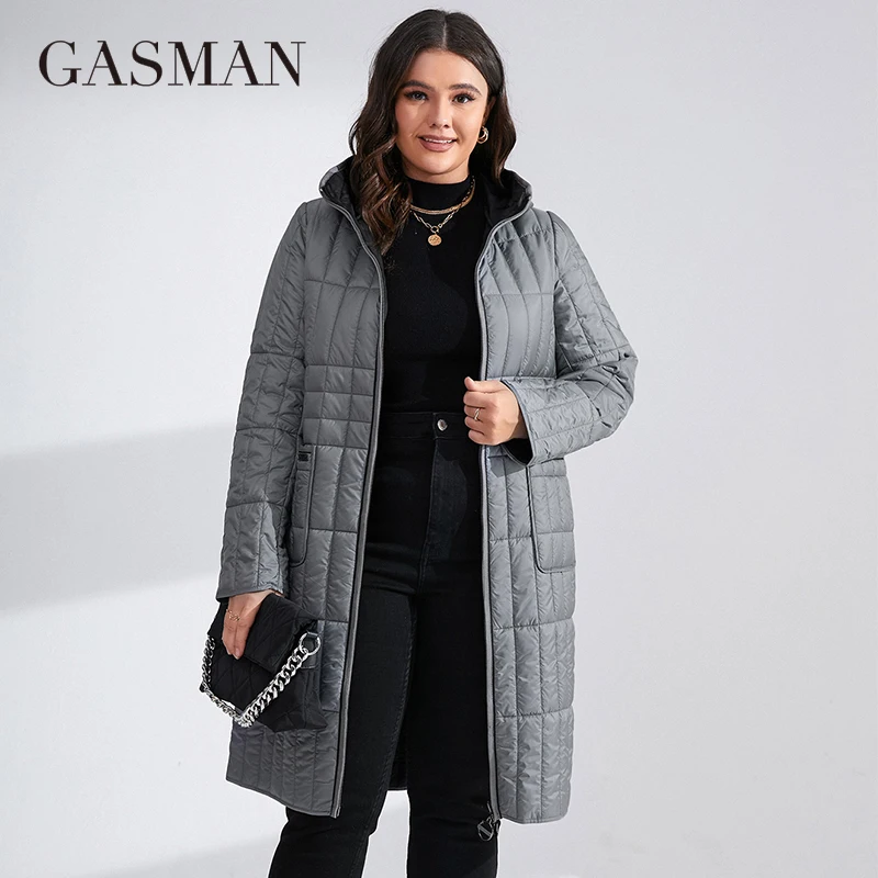 Gasman Damen Winter Daunen jacke plus Größe langes klassisches Design Reiß verschluss tasche Damen mantel Freizeit Parkas