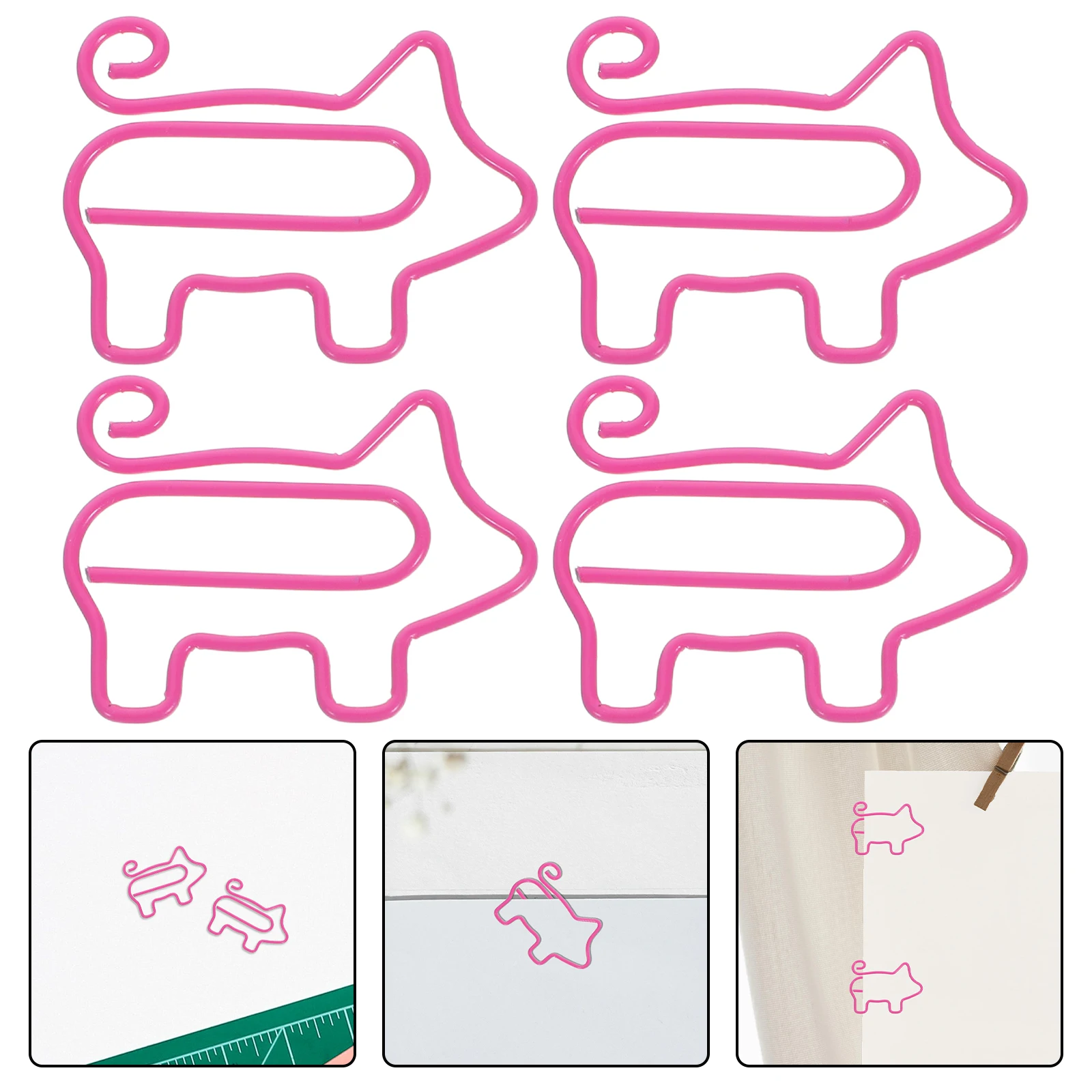 

40pcs Pink Paper Clips Cute Pig Shaped Decorate Charming Office Stationery Desk Accessories