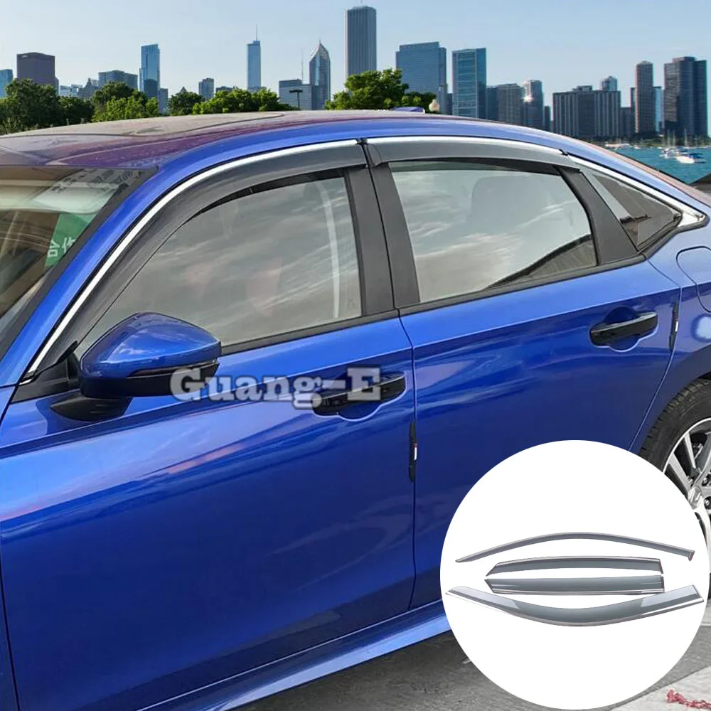 

For Honda Civic 11th Gen 2022 2023 2024 Window Visor Sun Shade Rain Guard Accessories Side Window Deflector Glass Shelter 4Pcs