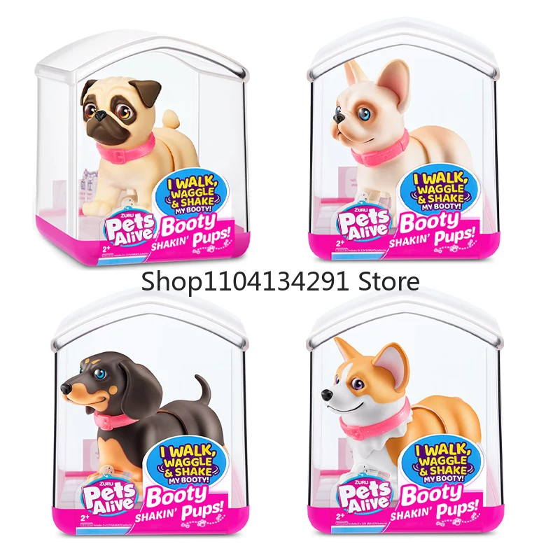 

ZURU Pets Alive Booty Shakin' Pups Interactive Mini Dog Toys That Walk and Waggle Simulation Electronic Puppy Toys for Children