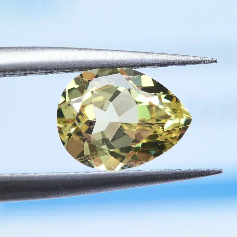 

Lab Grown Sapphire Canary Yellow Color Pear Shape VVS1 Gemstone Charms Beads for DIY Jewelry Making Selectable Certificate