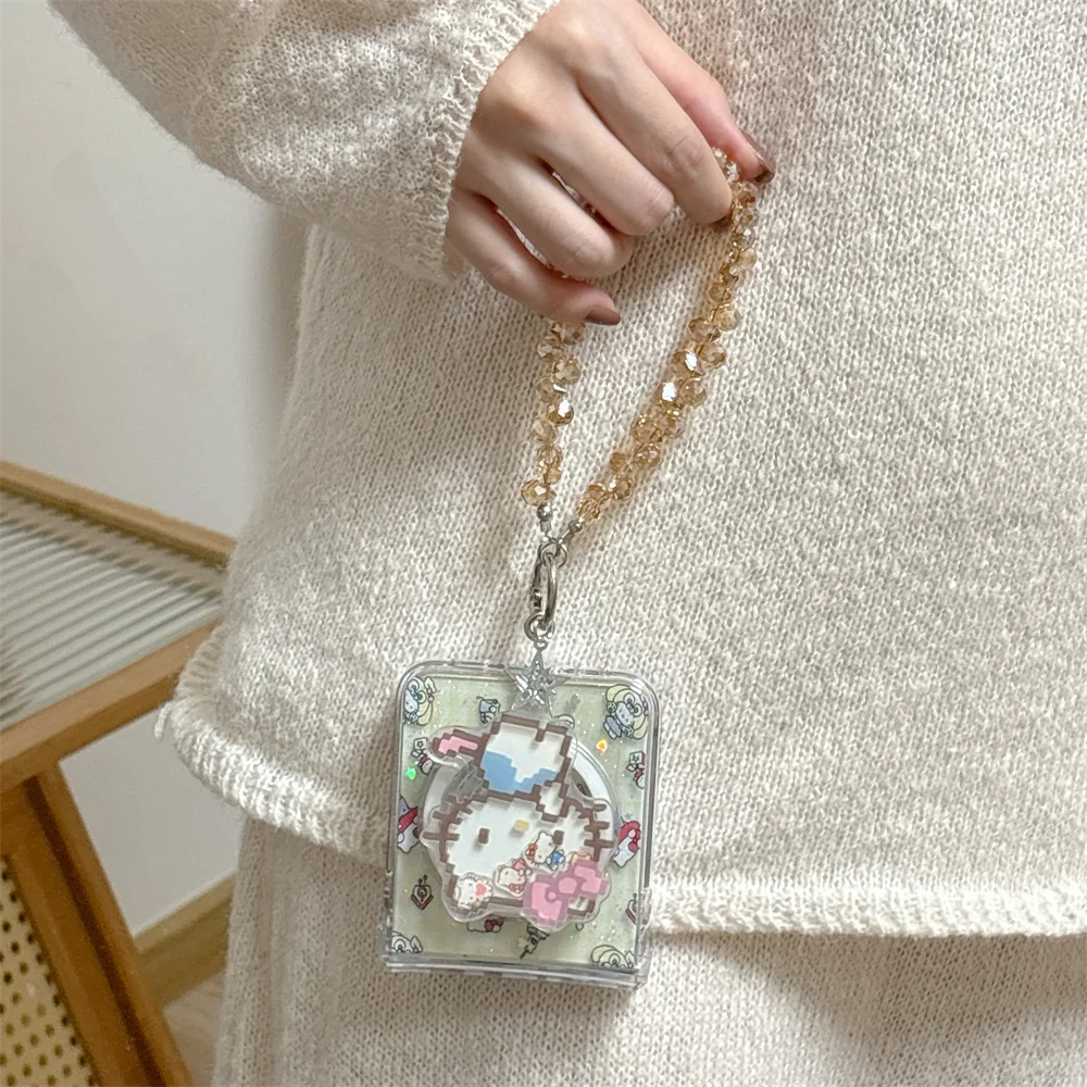 

Fashion Plaid Luxury Glitter Magnetic Phone Case for Samsung Galaxy Z Flip7 6 Flip6 Flip5 Cover Hellokitty with Magsafe stand ca