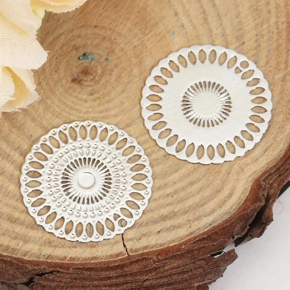 DoreenBeads Iron/Copper Alloy Filigree Stamping Connectors Round Gold Color Tree/Flower Making Jewelry Findings 20mm Dia, 10PCs
