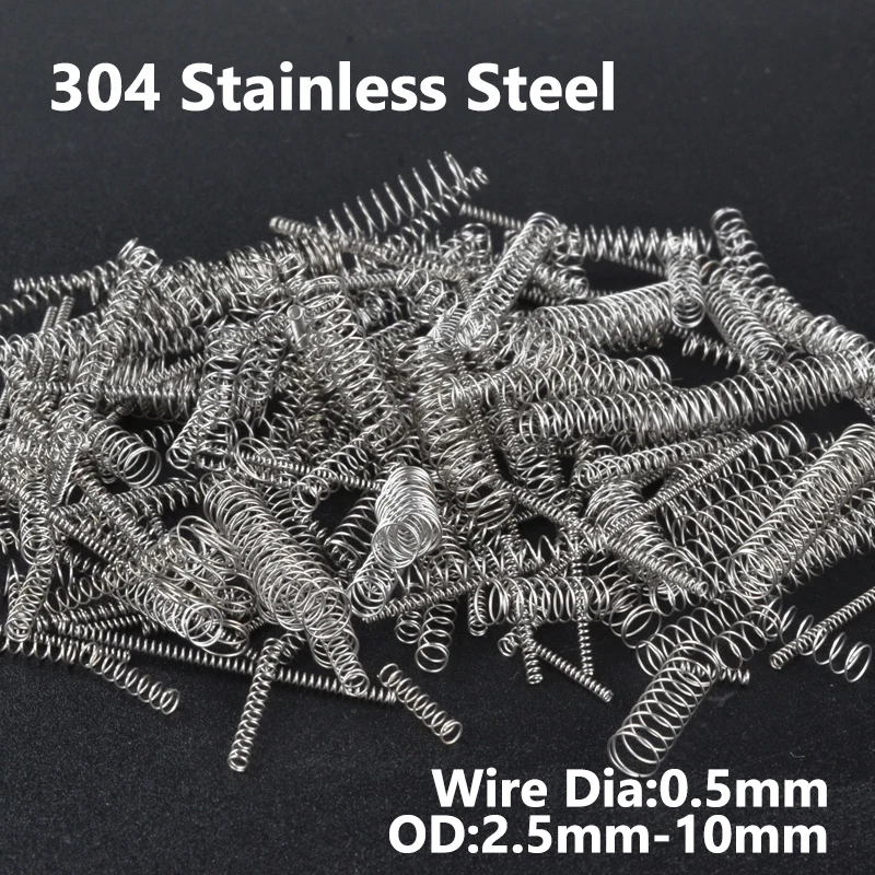Micro Small Return Compression Spring Length:5mm-50mm OD:2.5mm-10mm 304 Stainless Steel Wire Dia:0.5mm Compression Spring