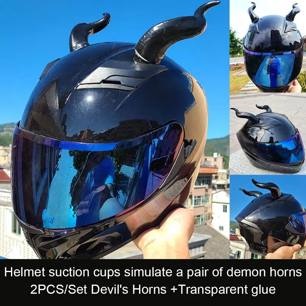 Helm listrik sepeda motor, kepribadian kreatif dekorasi stiker Cosplay sepeda motor aksesoris tanduk setan helm Styl P4Y1