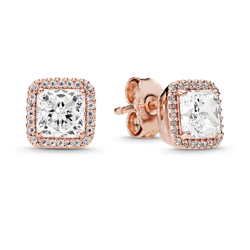 TOGORY Newest Rose Gold Brand Stud Earrings For Ladies Women Crown Love Round Earrings Jewellery Birthday Gift Special Offer