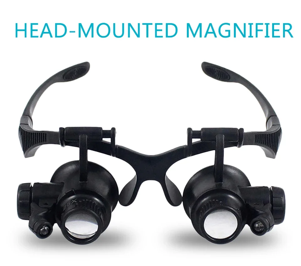 Headband 10X 15X 20X 25X LED Light Glasses Magnifier Watchmaker Jewelry Optical Lens Glass Loupe Magnifying Glass Lupa