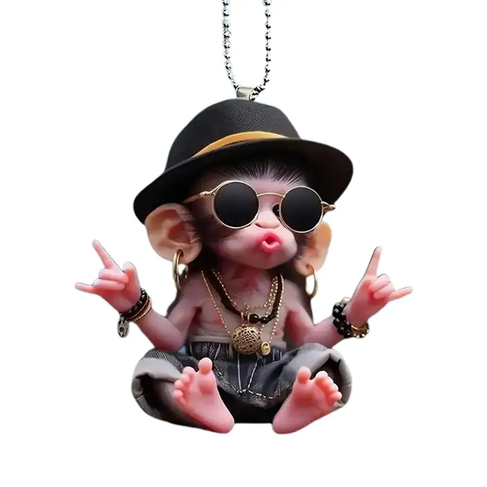 

Acrylic Monkey Pendant Personalized Decor Pendant Christmas Monkey Pendant Acrylic Ornament for Car Cartoon Xmas Tree